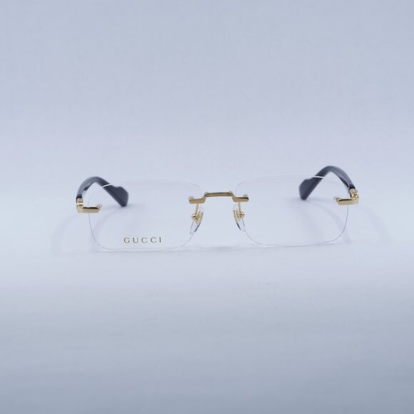 Gucci GG1221O 001 Eyeglasses Gold/Black 56mm Rectangle Frame - Picture 2 of 10